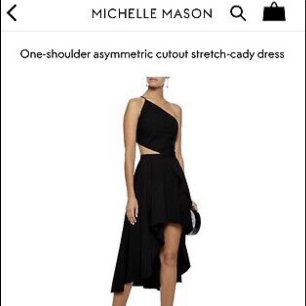 Michelle Mason navy one-shoulder asymmetrical cut out stretch-cady dress